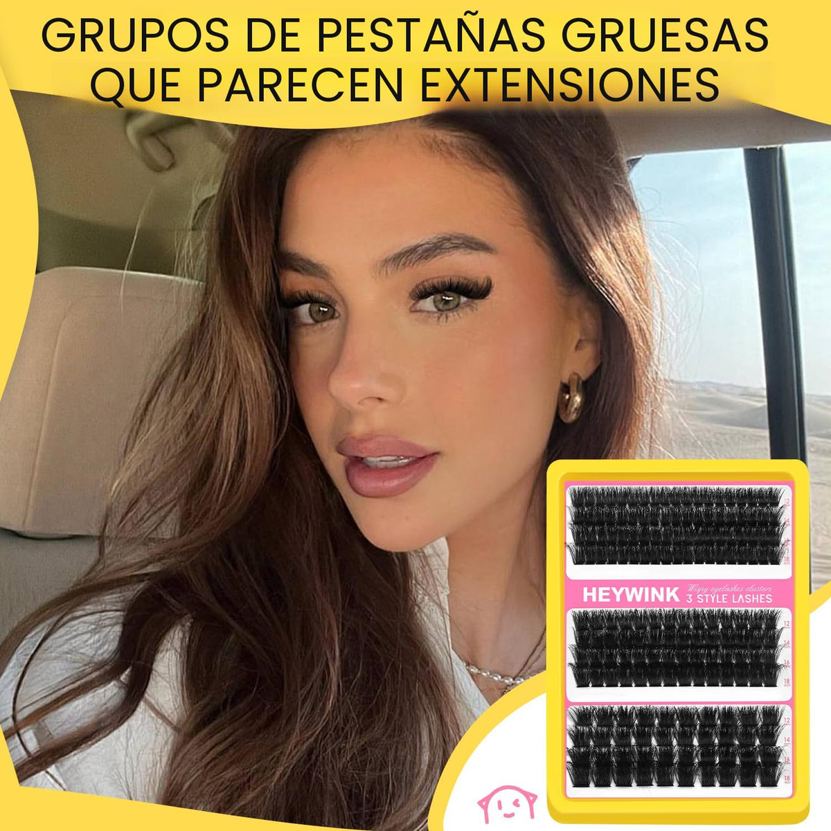 HEYWINK Kit de racimos de pestañas 60D 80D 100D Extensiones de pest...