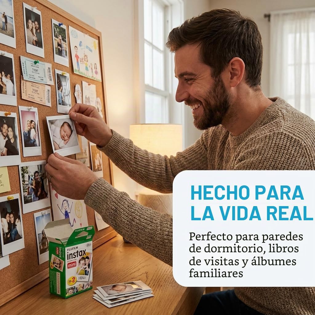 Fujifilm Instax Mini película instantánea, 20 hojas, luz diurna bla...