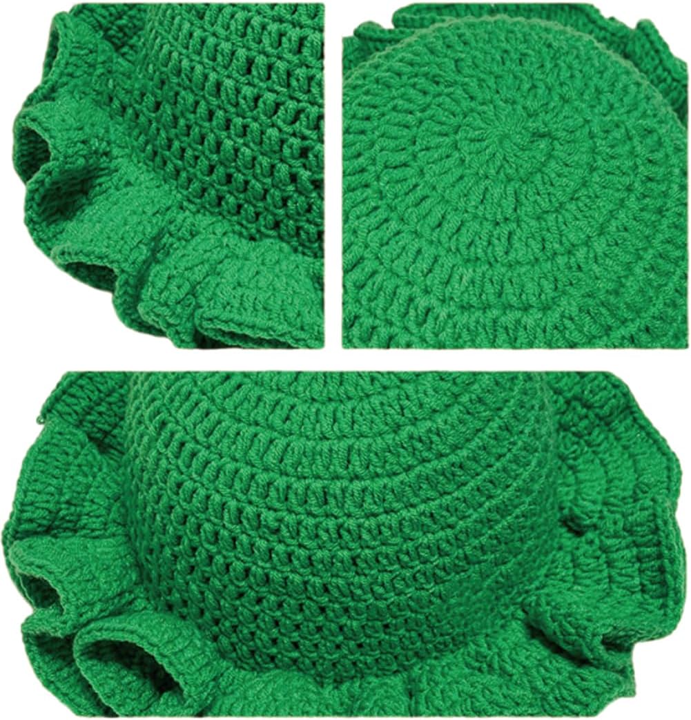 KORADI Sombrero de pescador de ganchillo para mujer, con ala con vo...