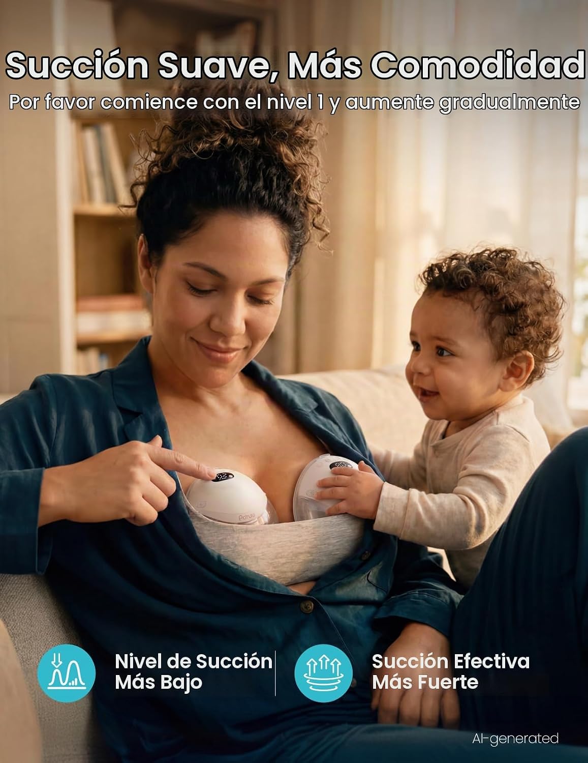 Paruu P21 Extractor de leche portátil con diseño de brida de boca d...