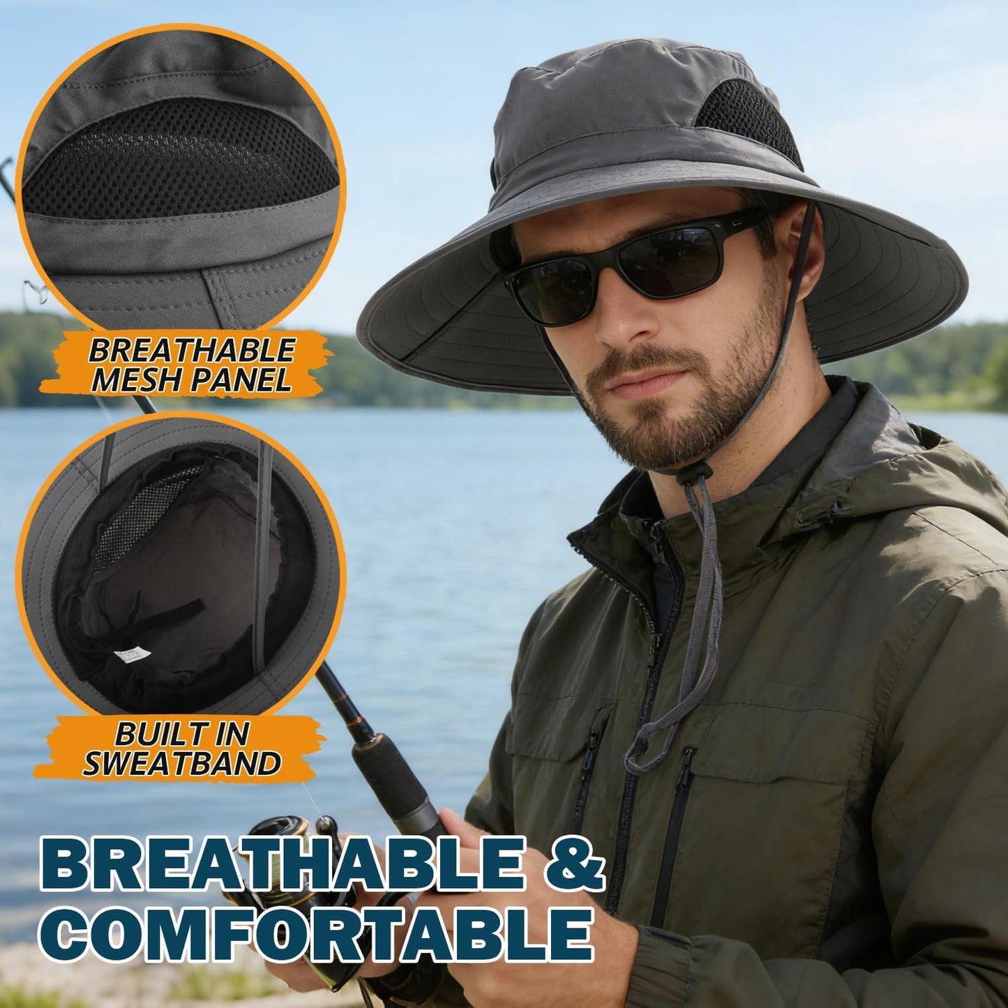 EINSKEY Sombrero de ala ancha, protección UV UPF 50+, impermeable,...
