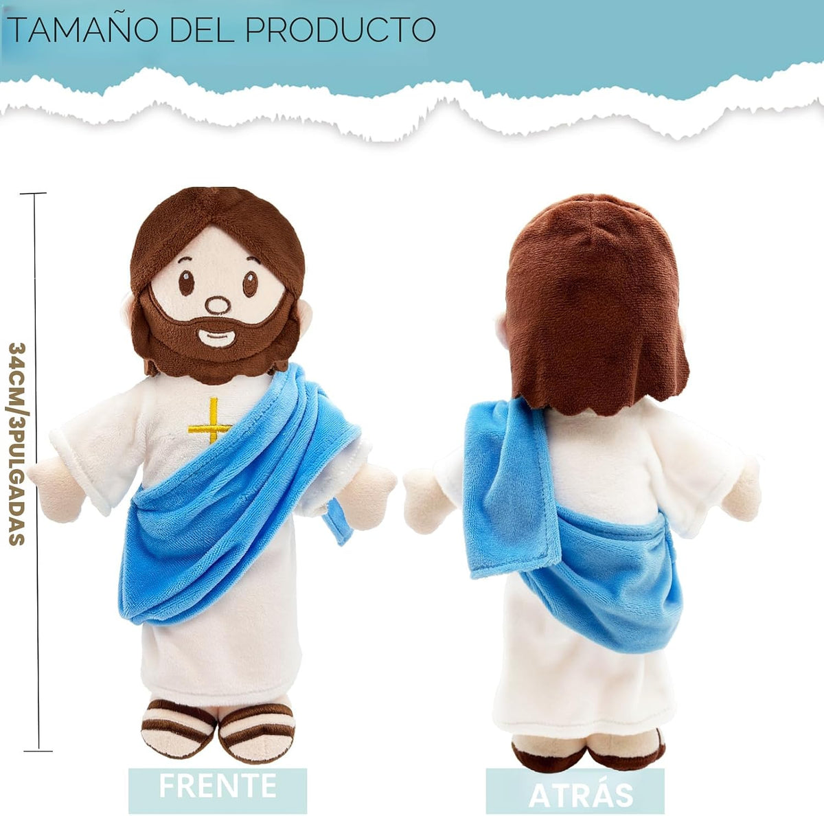 BOKUFLY Muñeco de peluche de Jesús, juguete de peluche relleno cris...