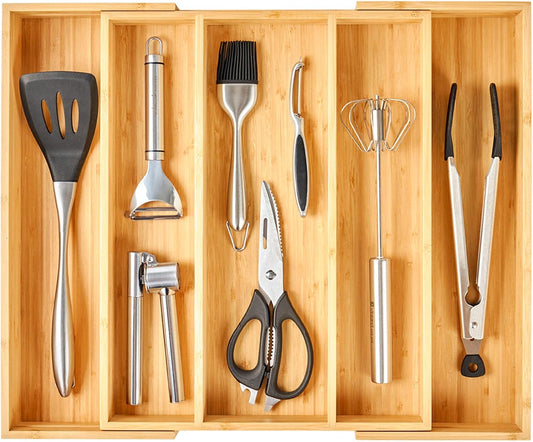 Umilife Organizador de cajones de cocina expandible, bandeja de cub...