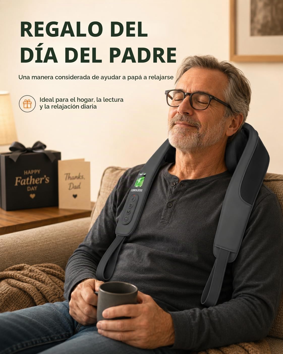 CooCoCo Masajeador de cuello inalámbrico con calor elegible por la...