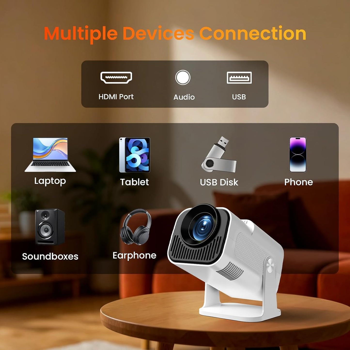 Mini proyector con WiFi y soporte Bluetooth 4K 1080P FHD 2026 Proye...