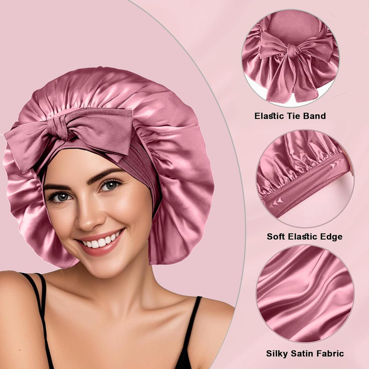 2 piezas de gorro de seda satinada para dormir para mujeres, gorro...
