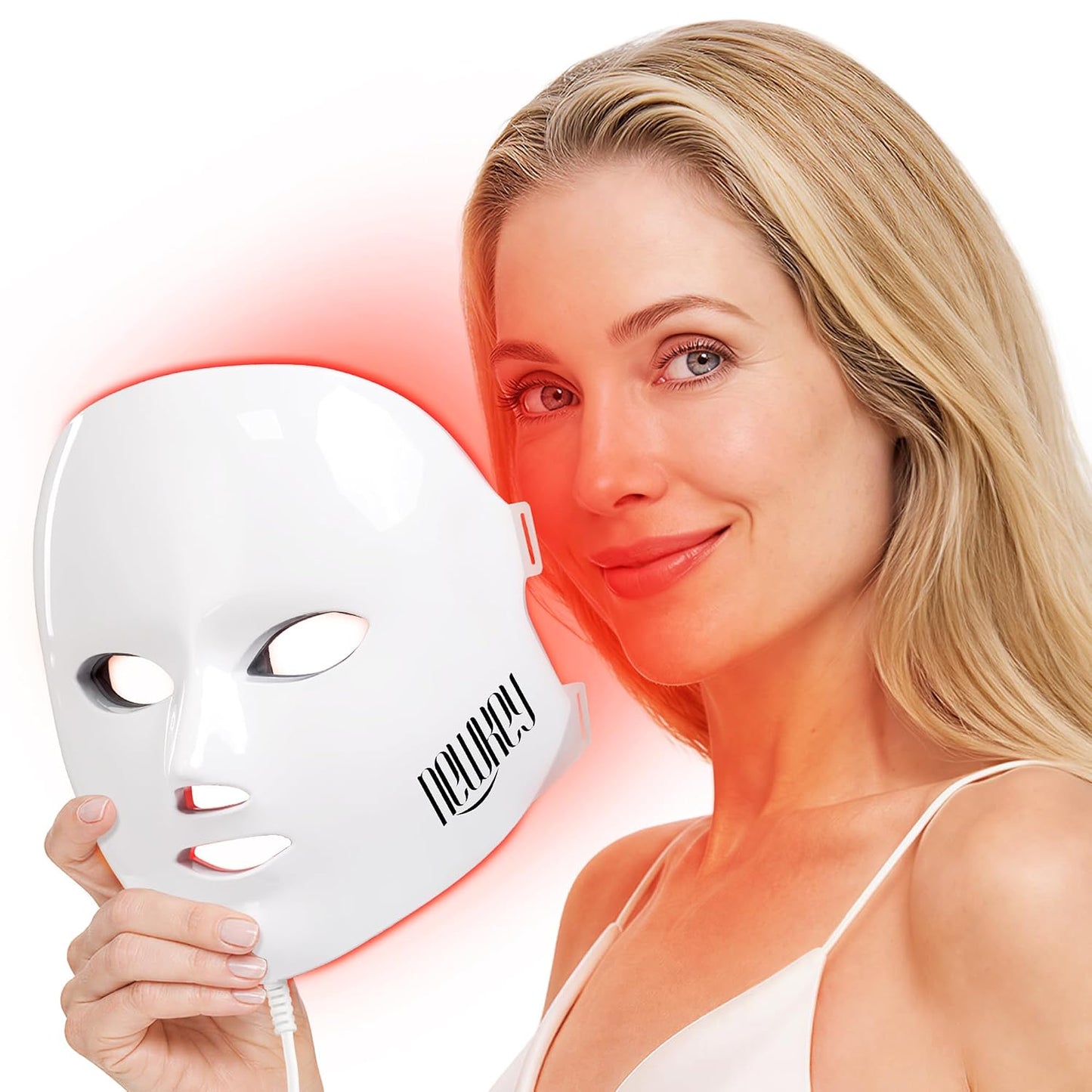 NEWKEY - Máscara de terapia de luz roja para cara, antienvejecimien...