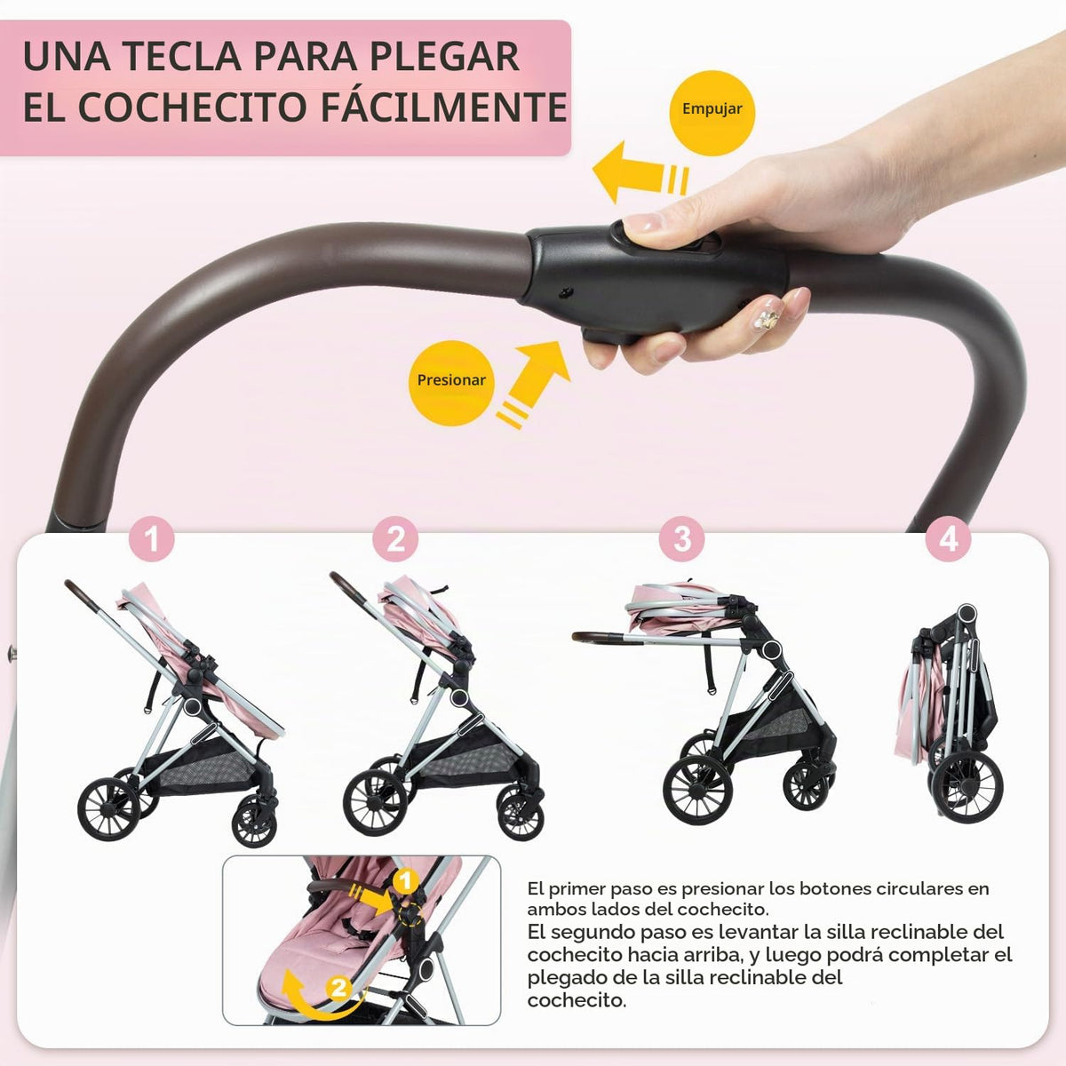 Cochecito de bebé 2 en 1 con modo moisés \u2013 Cochecito plegable...