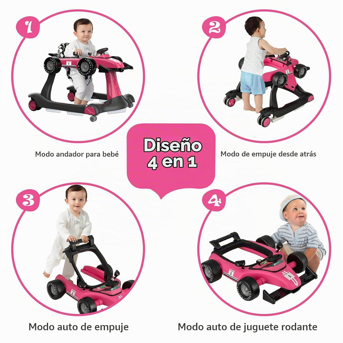BABY JOY Andador de bebé 4 en 1, Andador de actividad plegable con...