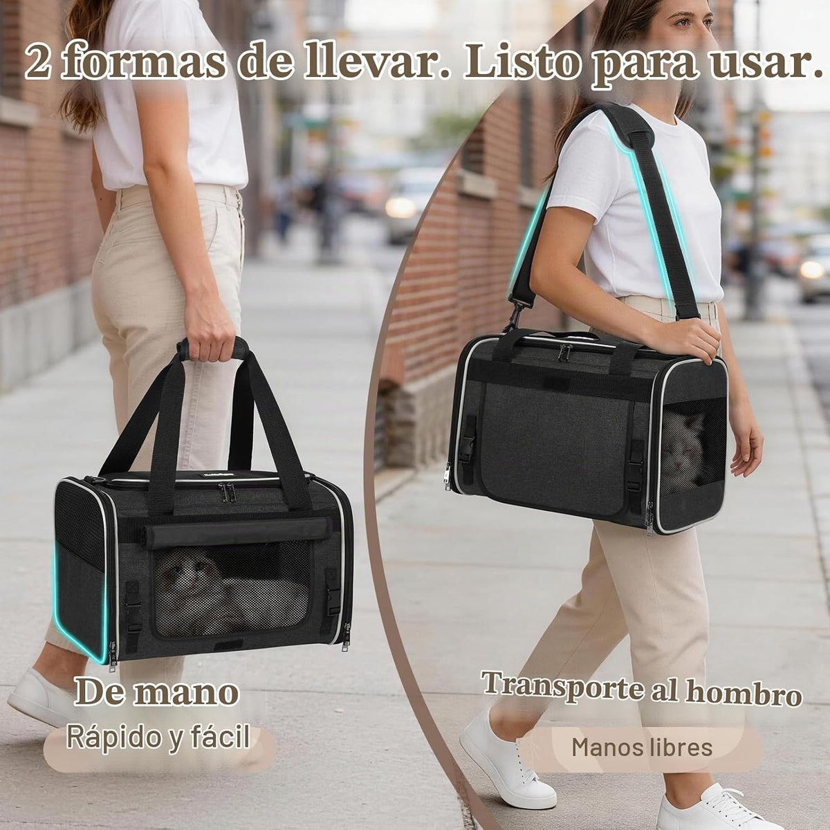 rabbitgoo Transportador de gatos suave, bolsa para mascotas con sol...