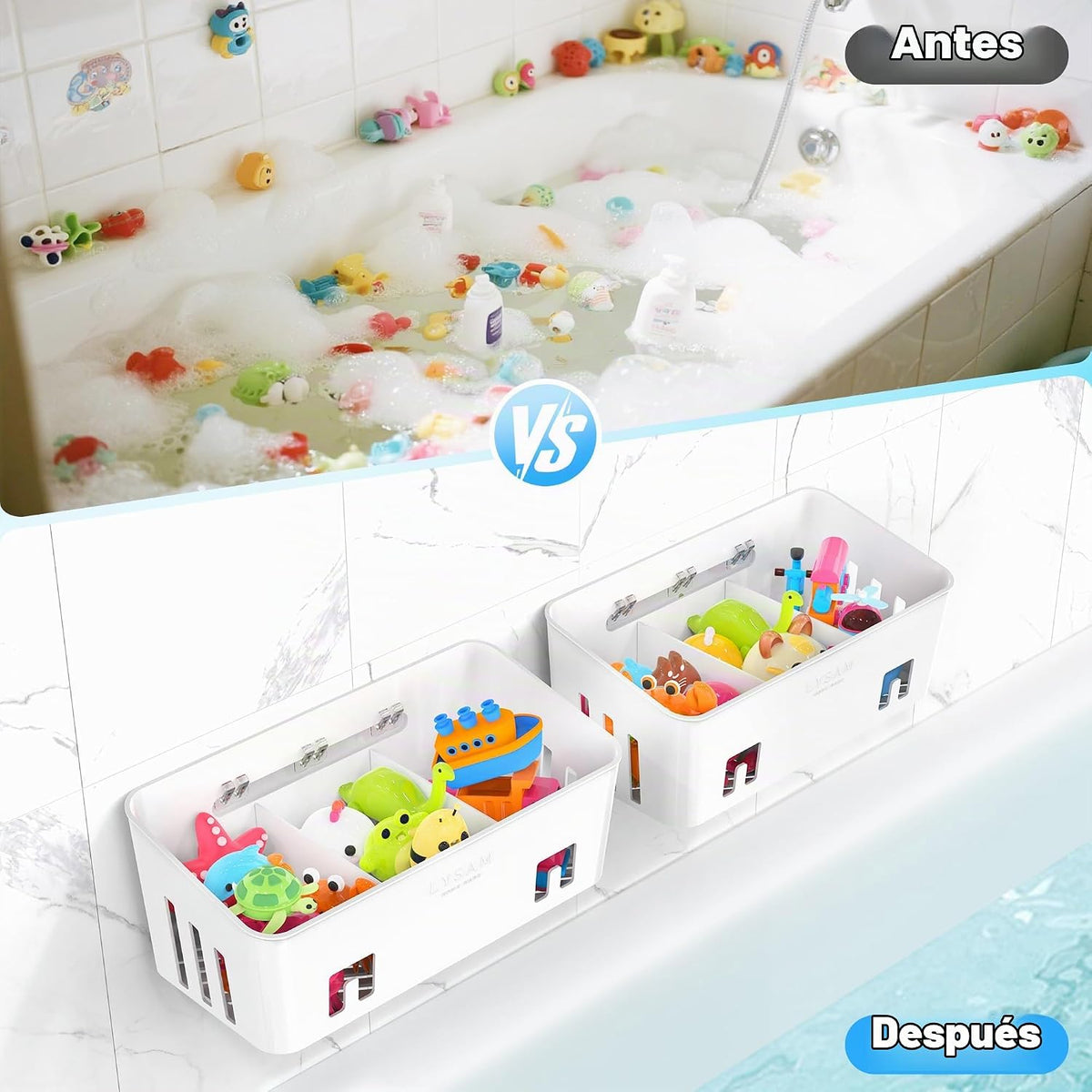 Almacenamiento de juguetes de baño, 2 paquetes, soporte grande para...
