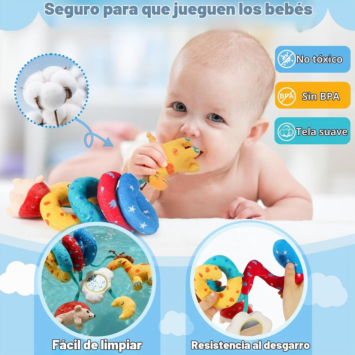 URMYWO Juguetes en espiral para asiento de coche para bebés de 0 a...