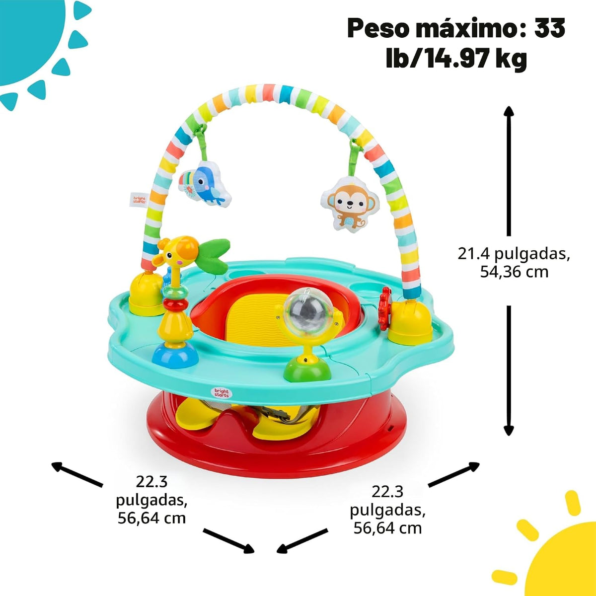 Bright Starts SuperSeat Playful Paradise 3 en 1, asiento de activid...