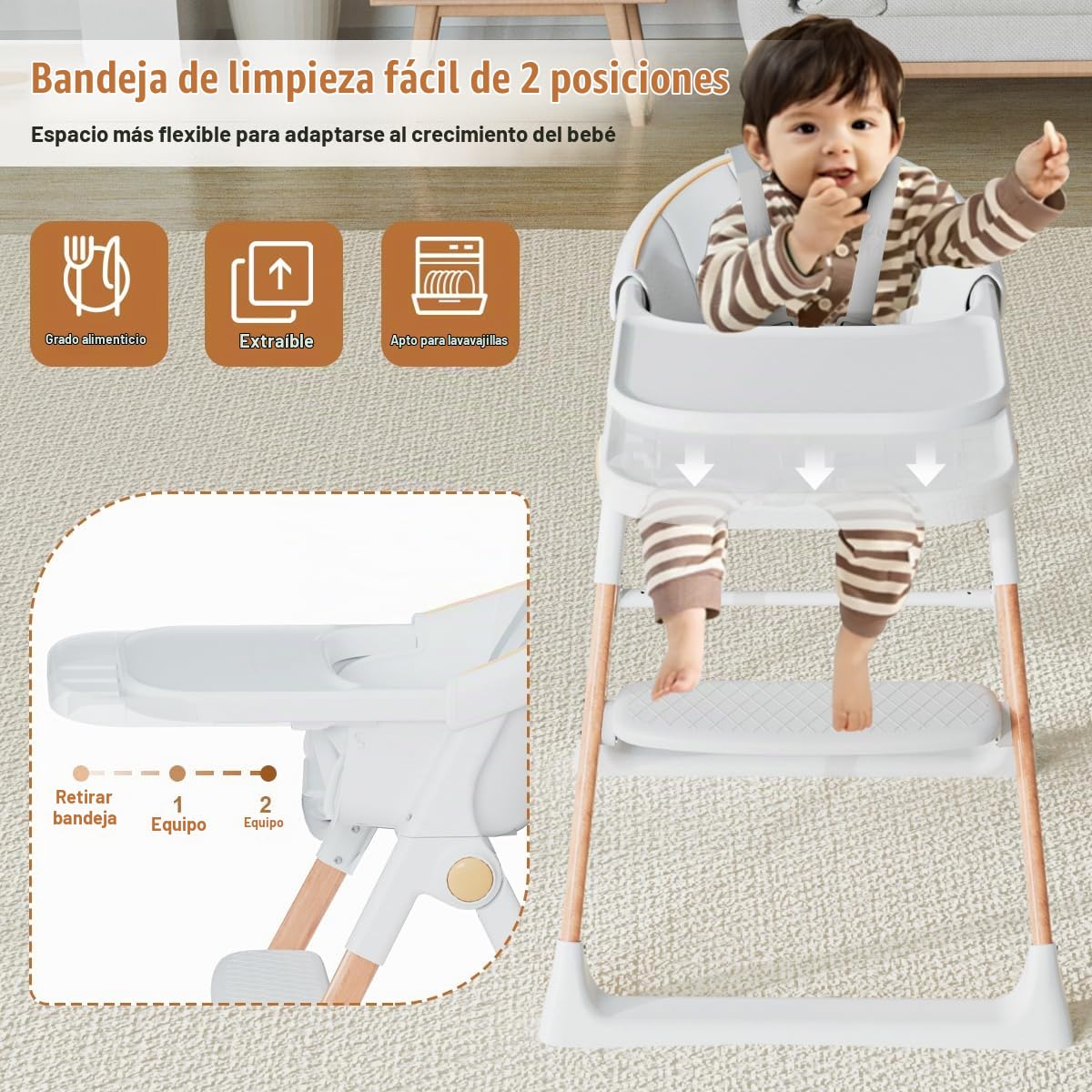 Silla alta para bebé, sillas altas para bebés y niños pequeños, sil...