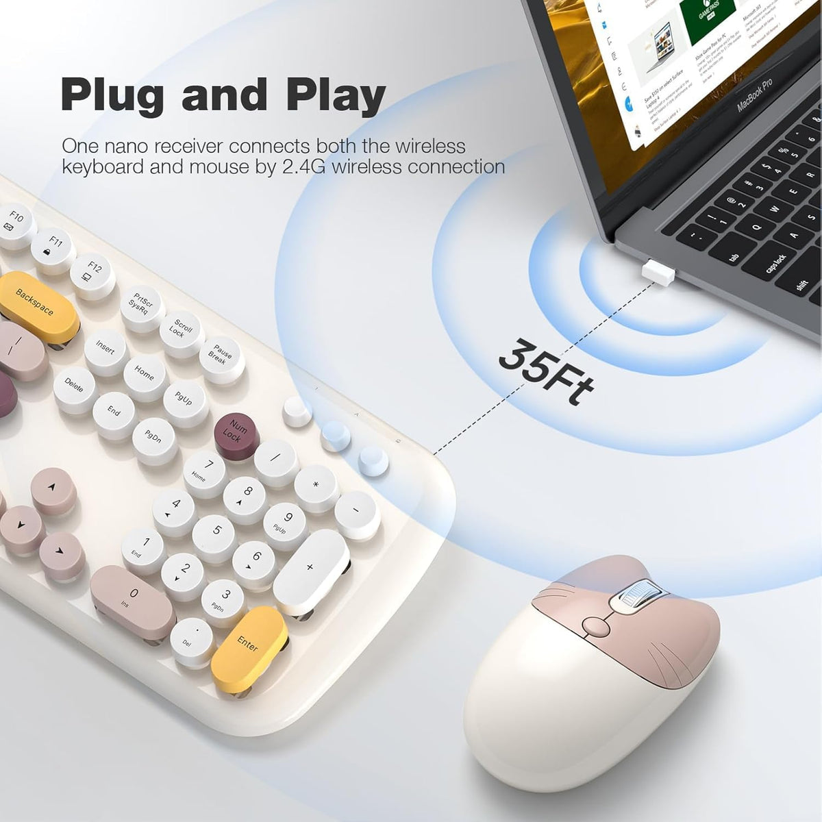 SaharaCase - Combo de teclado y mouse inalámbricos con clic silenci...
