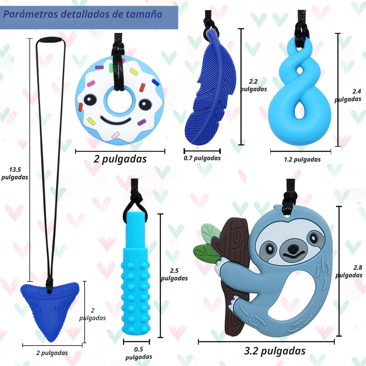 Collares masticables para niños y niñas, paquete de 6 collares mast...