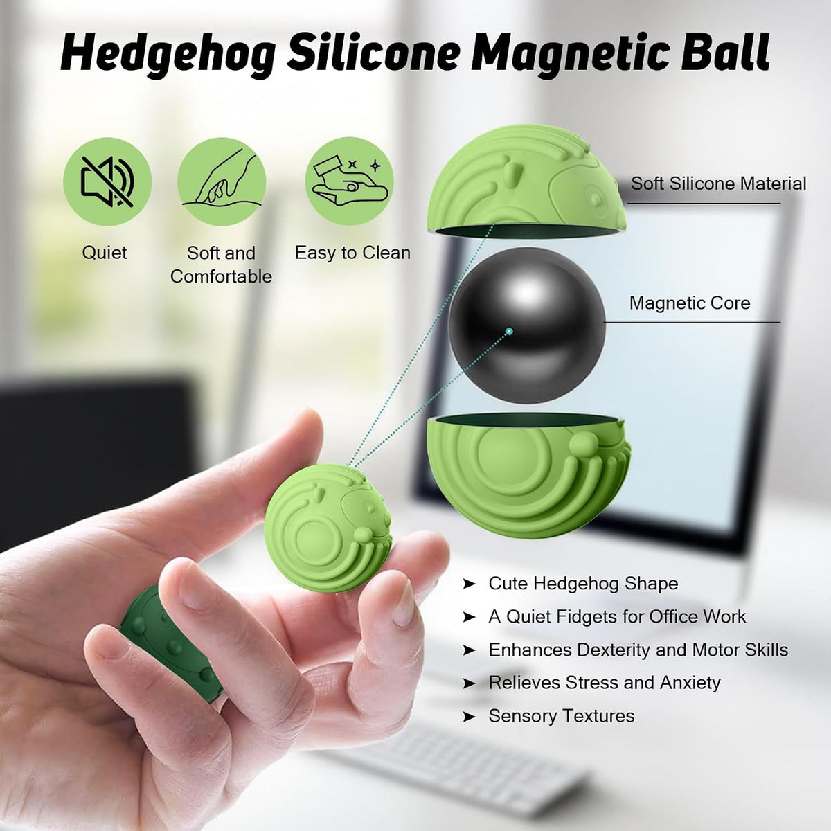 RYACO Pelotas magnéticas de silicona, paquete de 4 juguetes para al...