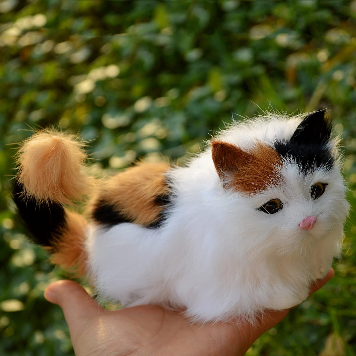 Figura realista de gato calicó para bebé, estatua de gatito peludo...