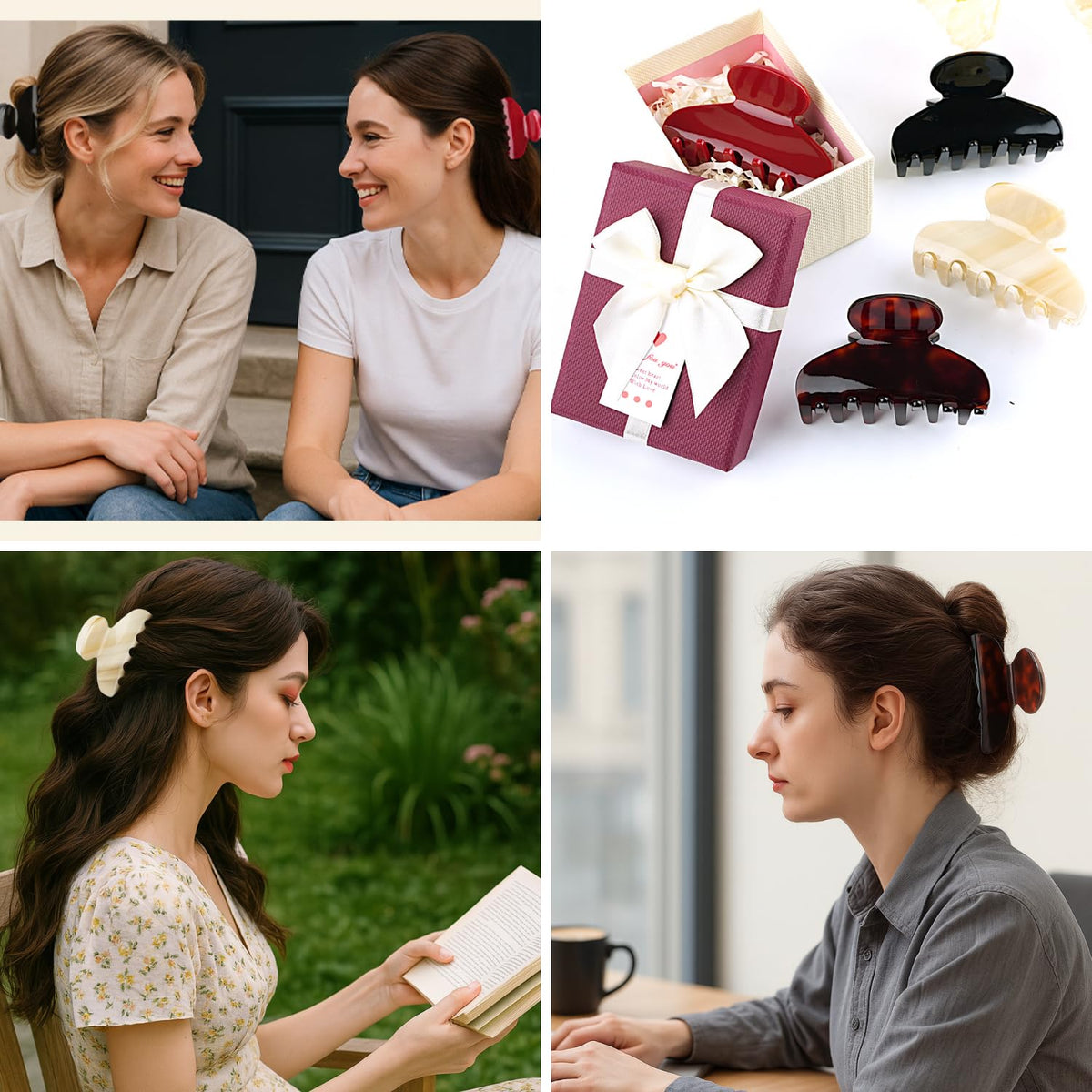 MAORULU Pinzas medianas lindas de acetato para el cabello para muje...