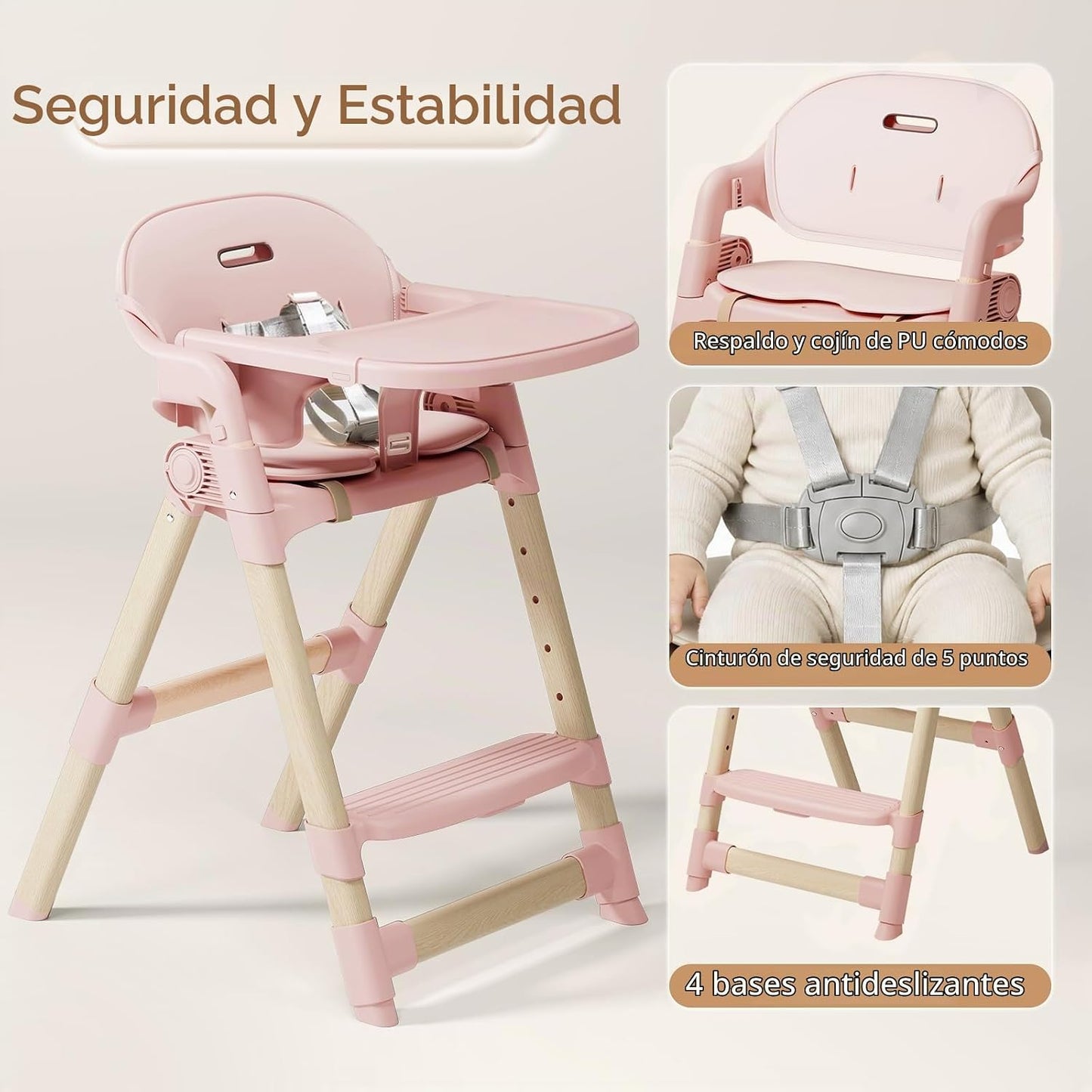 Silla alta para bebés y niños pequeños, silla alta convertible con...