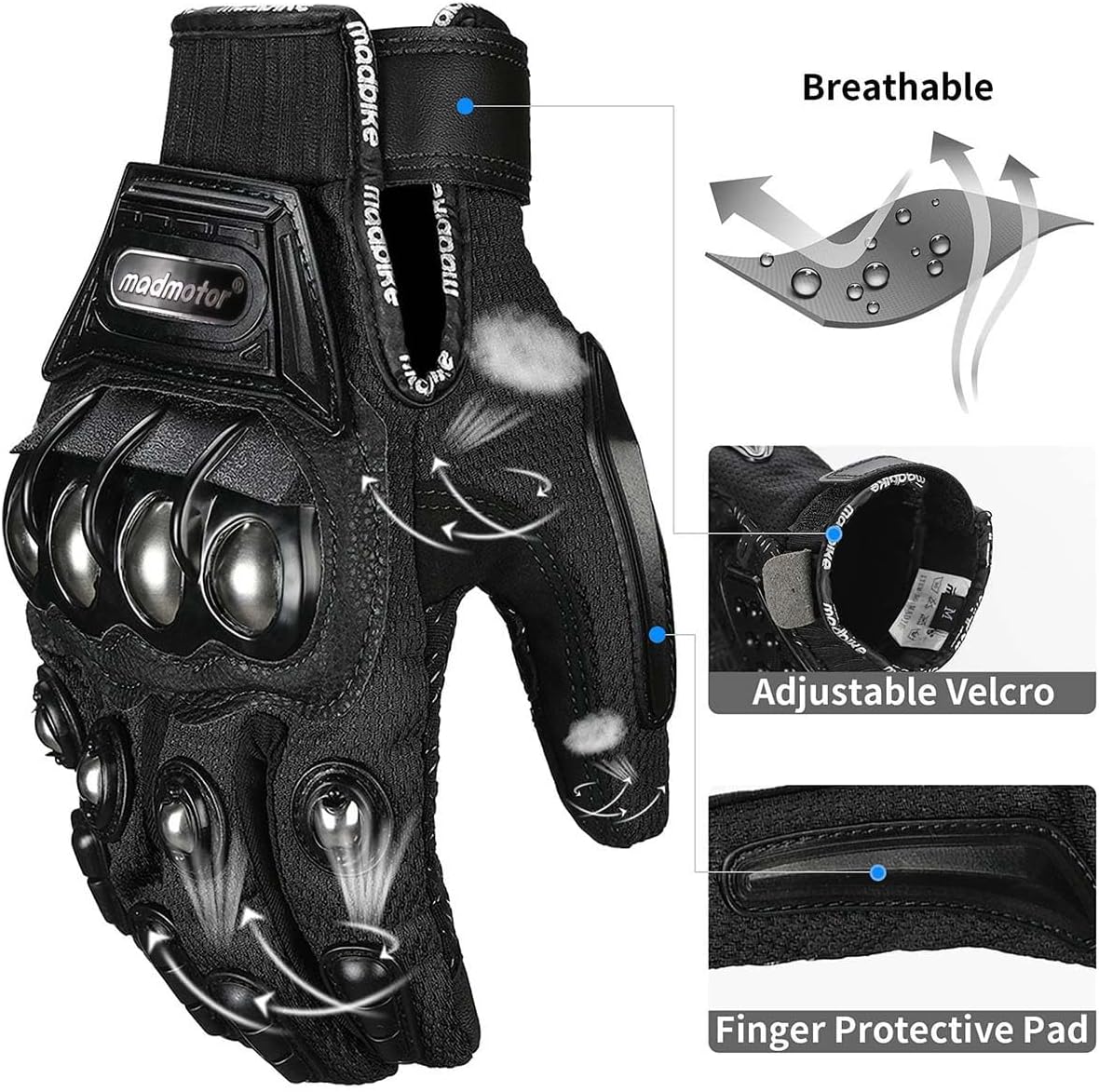 Madmotor Guantes de seguridad reforzados con protección de nudillos...