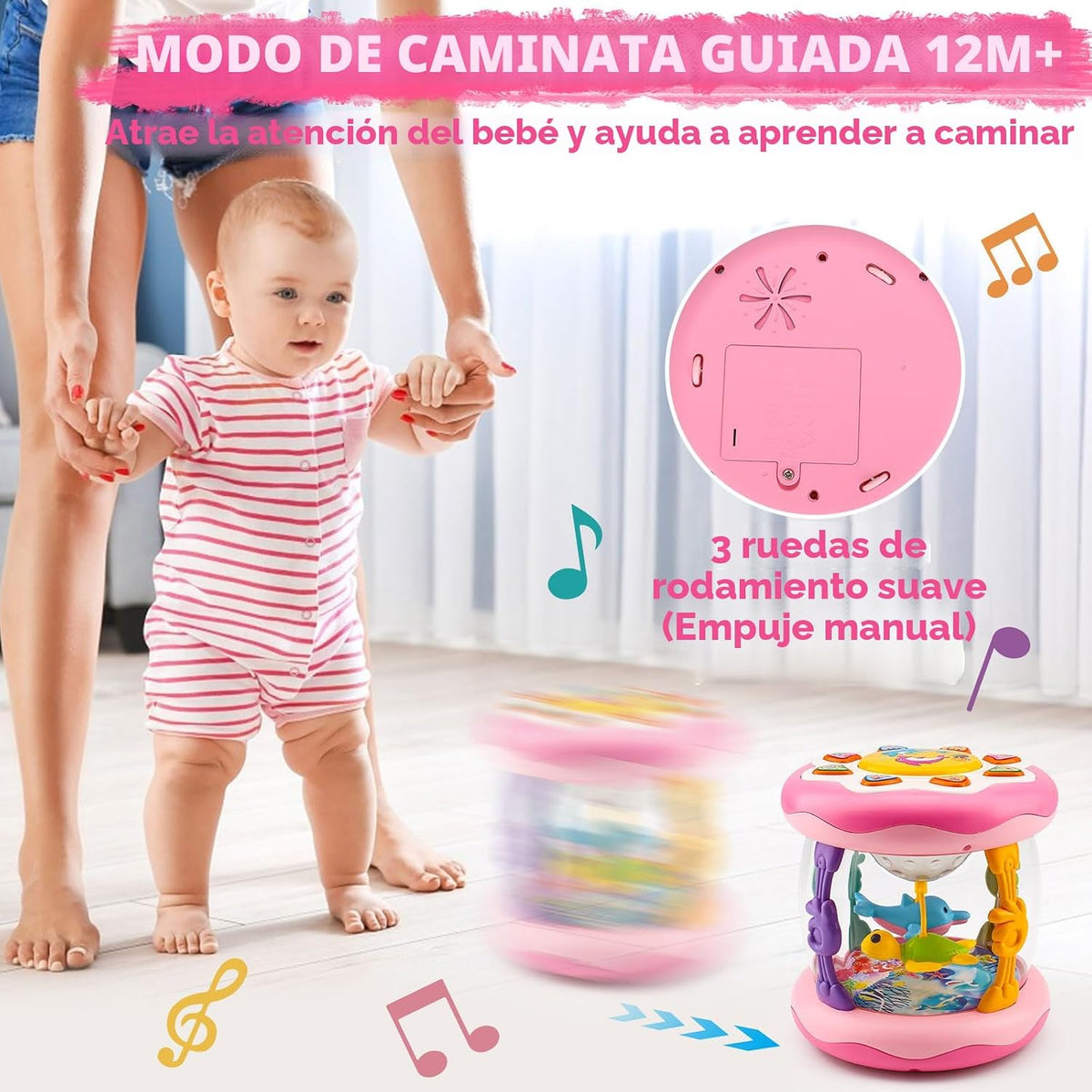 Juguetes para bebé niña, tiempo boca abajo, musical, iluminado, océ...