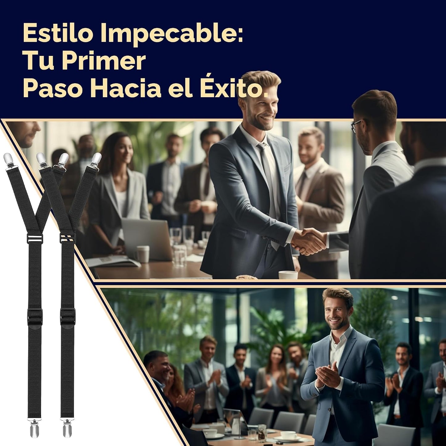 Tirantes de Camisa Ajustables Suaves y Lisos Elásticos con Clips An...