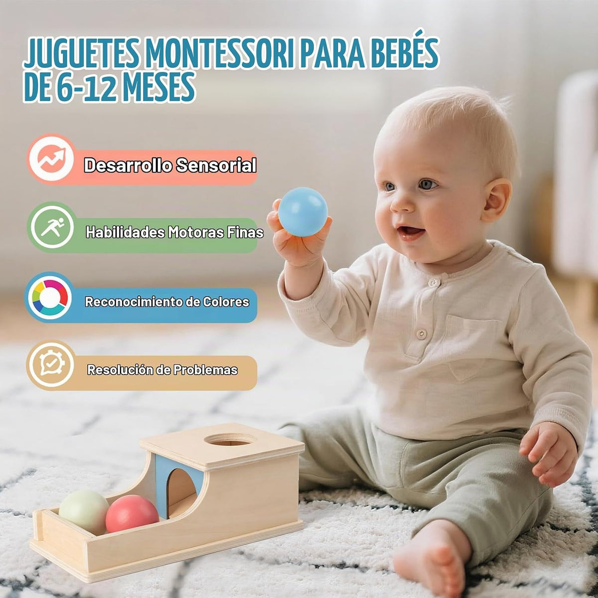 Busy edition Juguetes Montessori para bebés de 6 a 12 meses, caja d...
