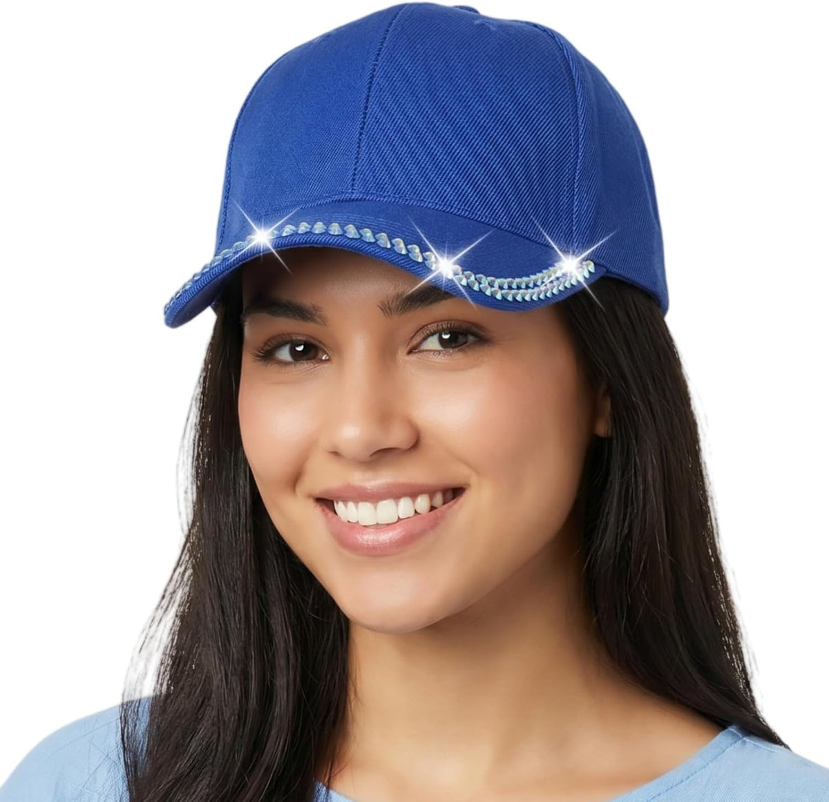 BUDUBIBI Gorra de béisbol con diamantes de imitación para mujer, go...