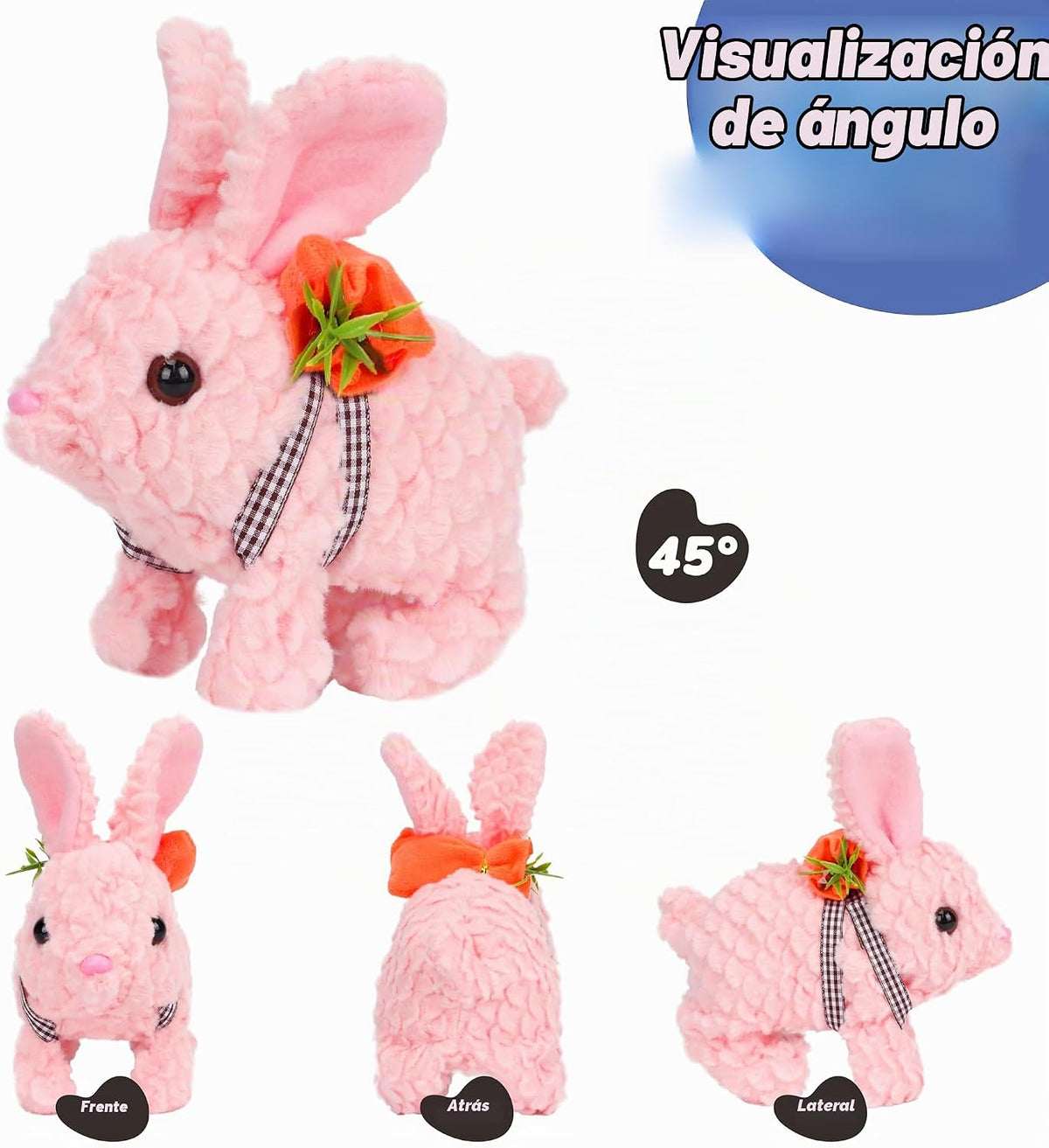 Hopearl - Conejo saltarín con orejas LED, mochila de zanahoria, jug...