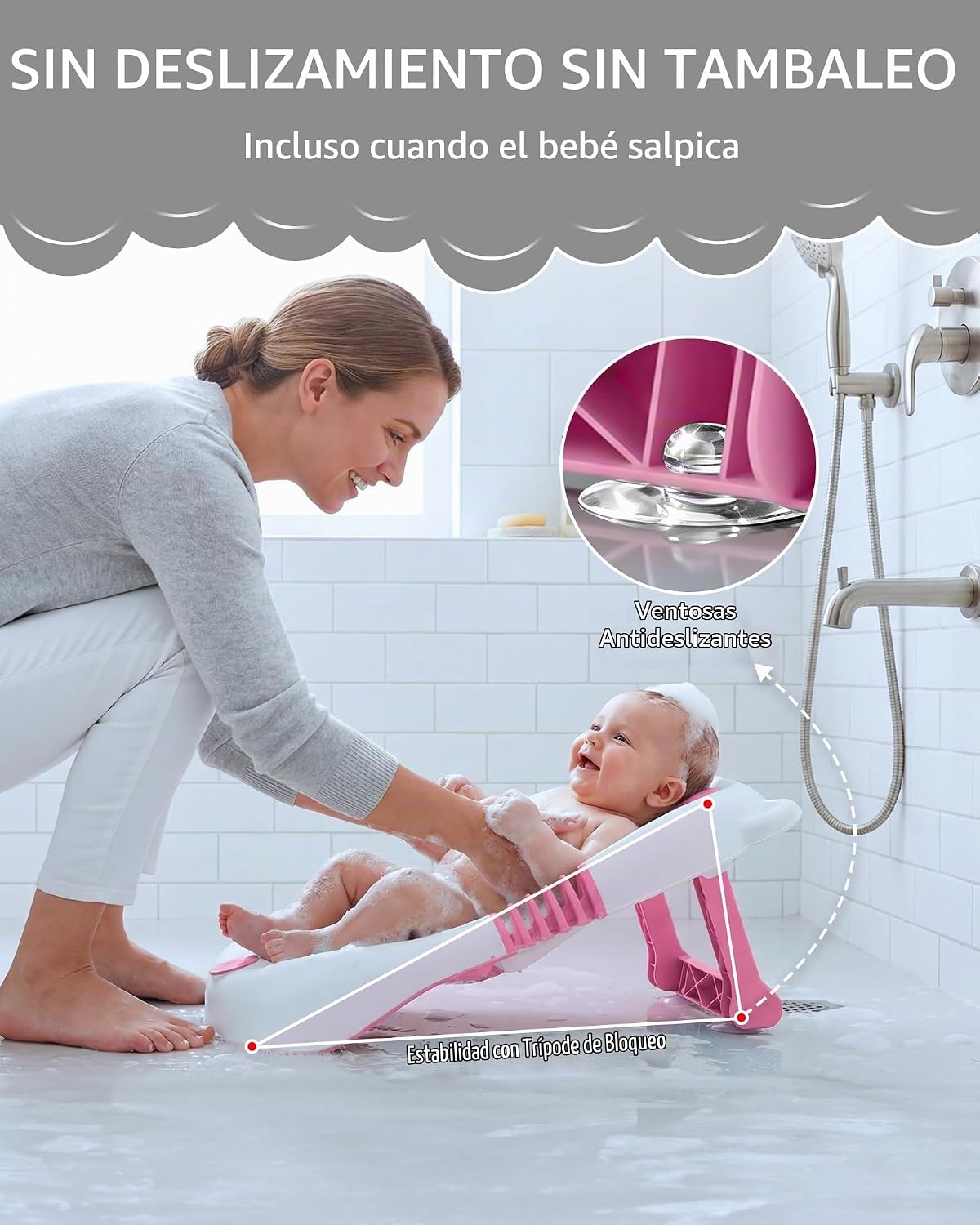 ISELECTOR Soporte de baño plegable para bebé, asiento de bañera por...