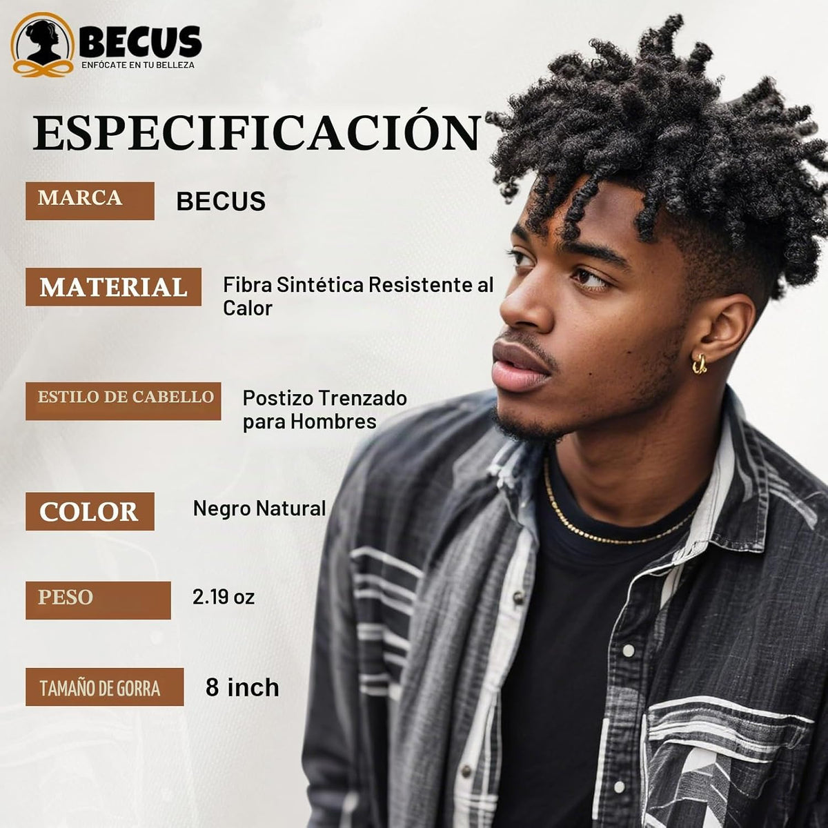 BECUS - Cubrepelo de rastas para hombre, trenzas sintéticas trenzad...
