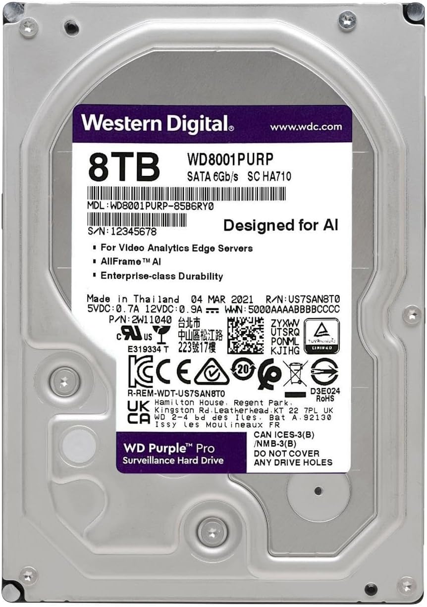 Western Digital Disco duro interno WD Purple Pro Surveillance de 8...