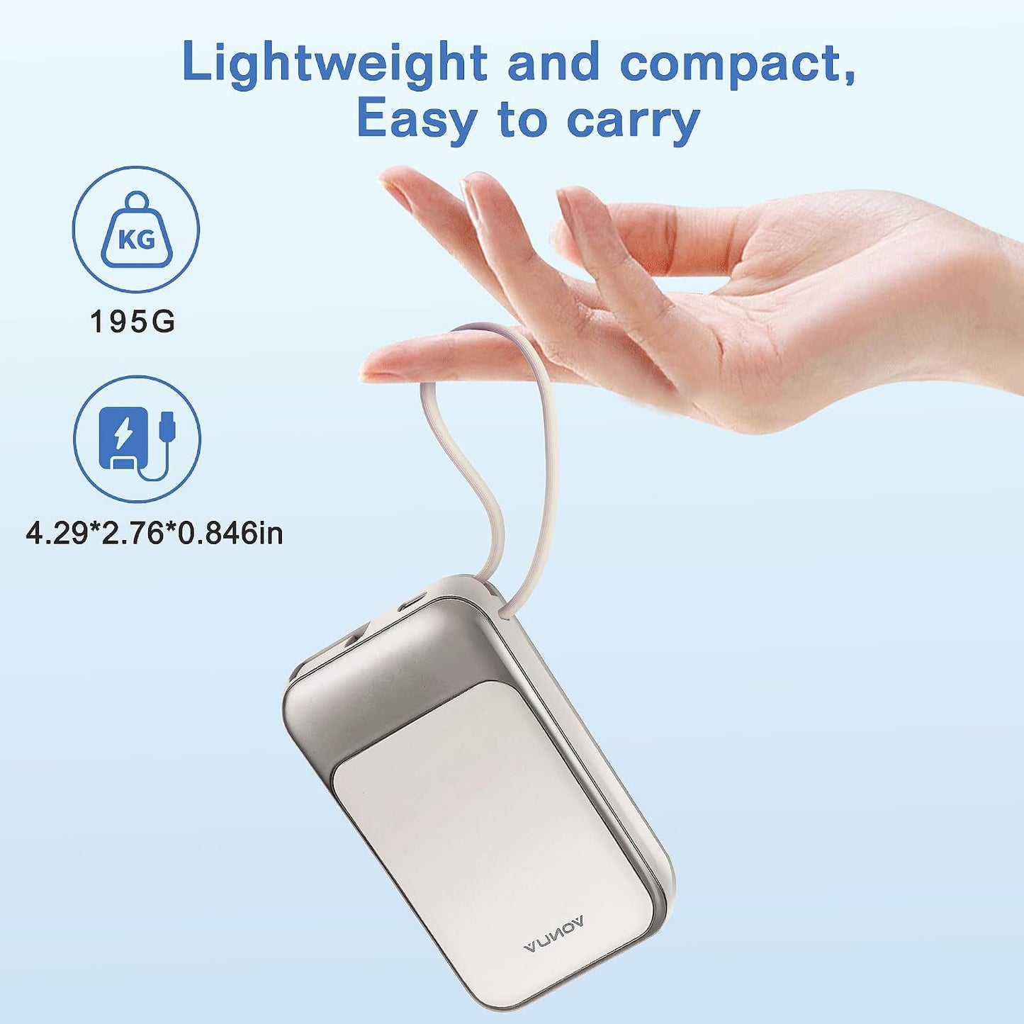 VONUV Banco de Energía Magnético de 10000mAh, Cargador Inalámbrico...