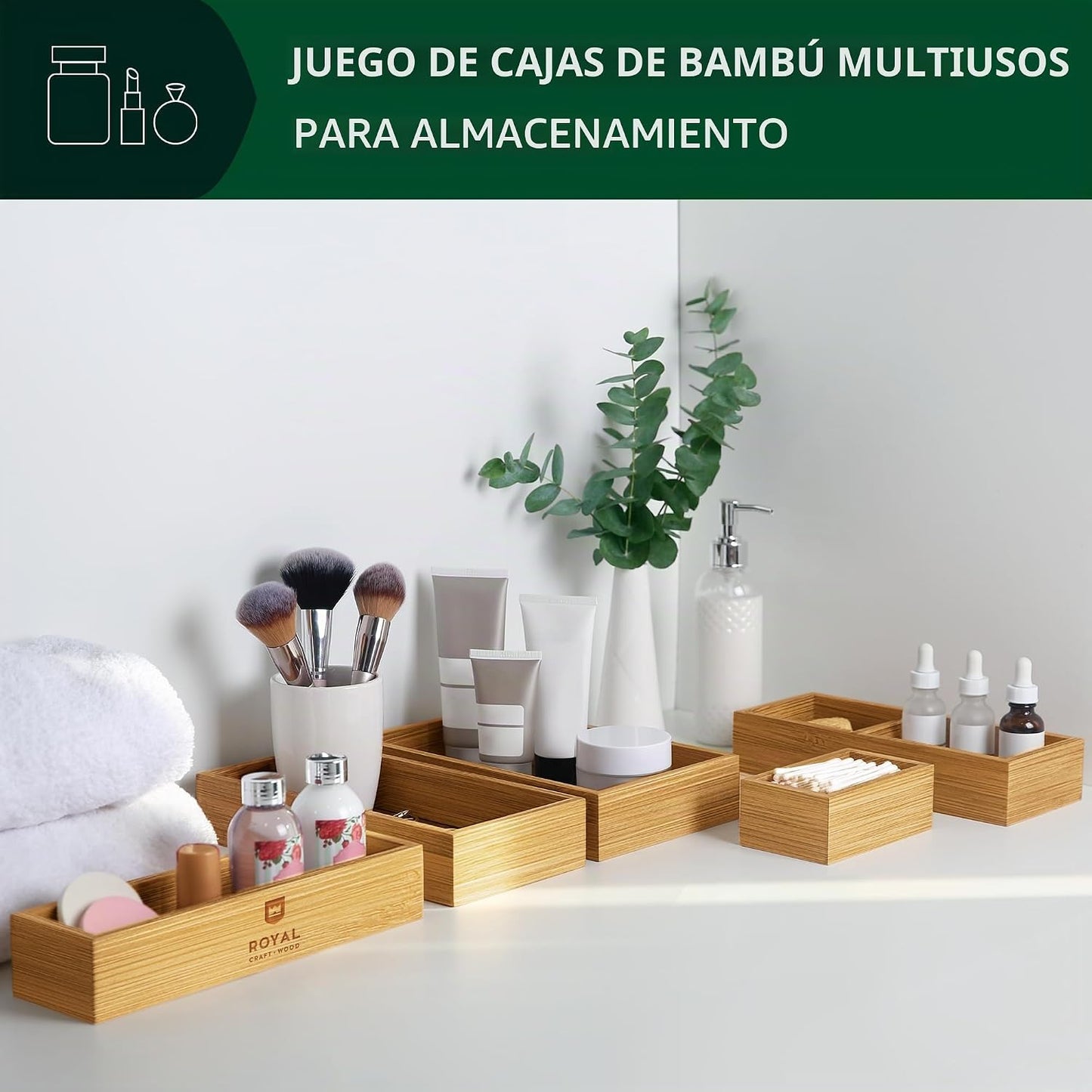 ROYAL CRAFT WOOD Soporte Premium de Notas Adhesivas de Bambú Carbon...