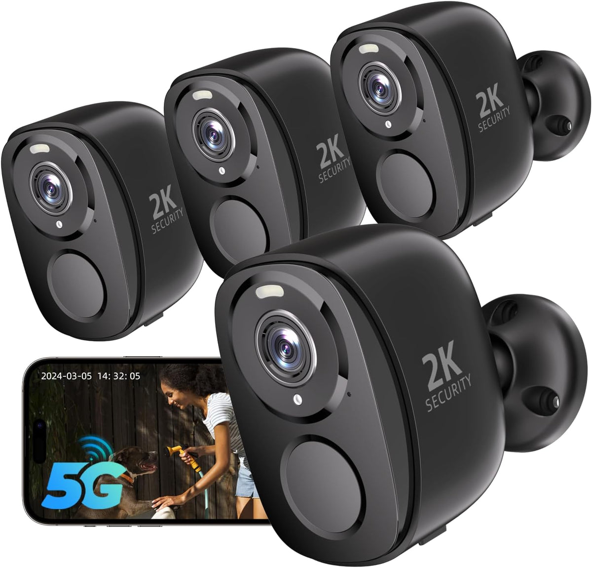 Rraycom Paquete de 4 cámaras de seguridad inalámbricas para exterio...