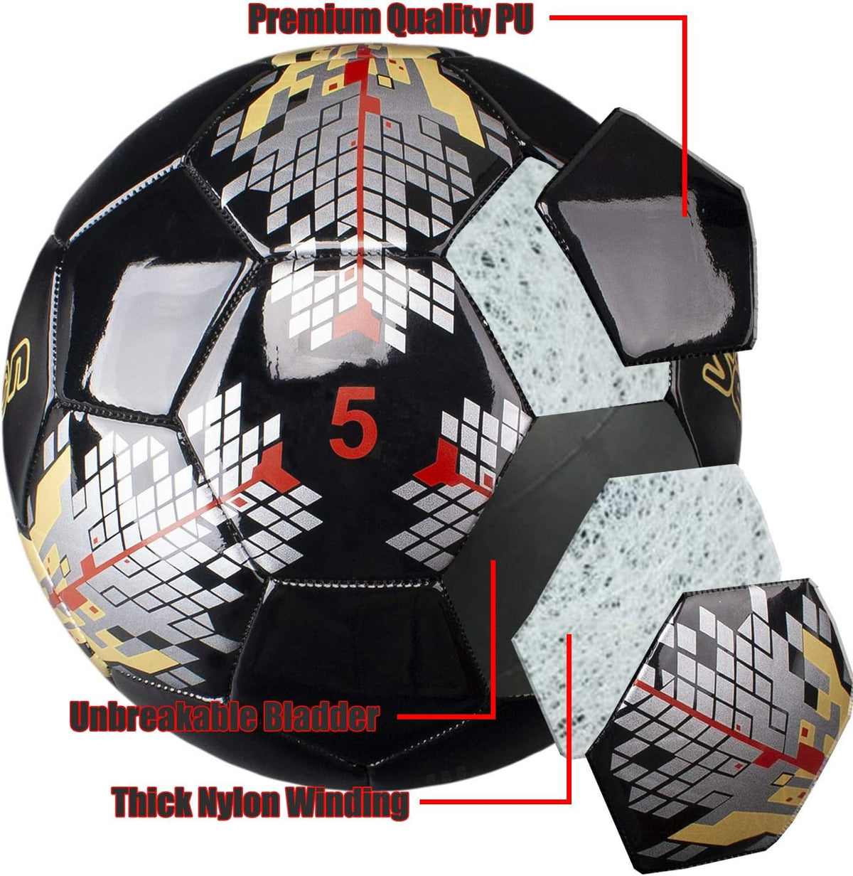 Senston Balón de fútbol talla 3 y talla 4 y talla 5 para niños y ad...