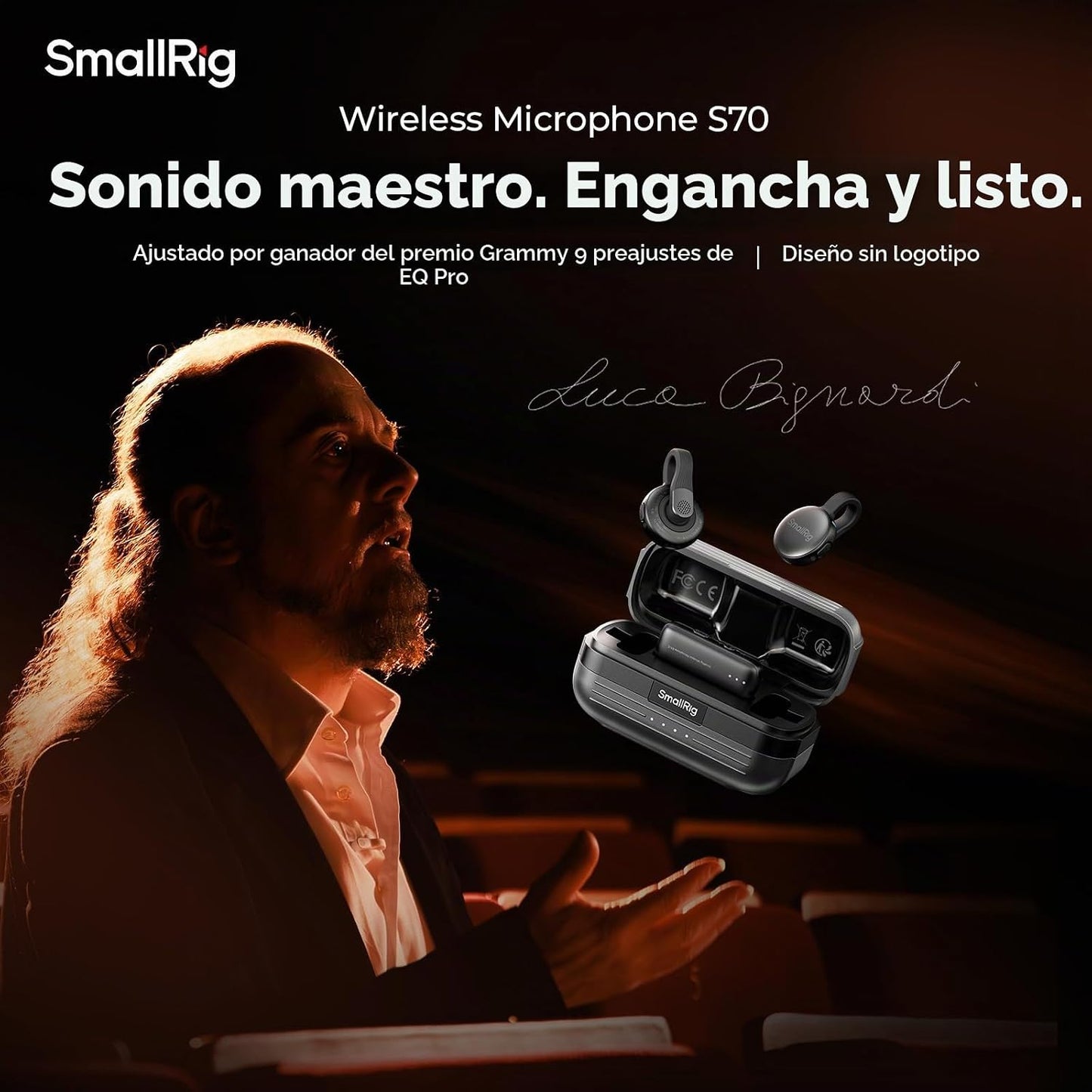 SMALLRIG S70-C2 Micrófono Inalámbrico (2 TX + 1 RX + Funda de Carga...