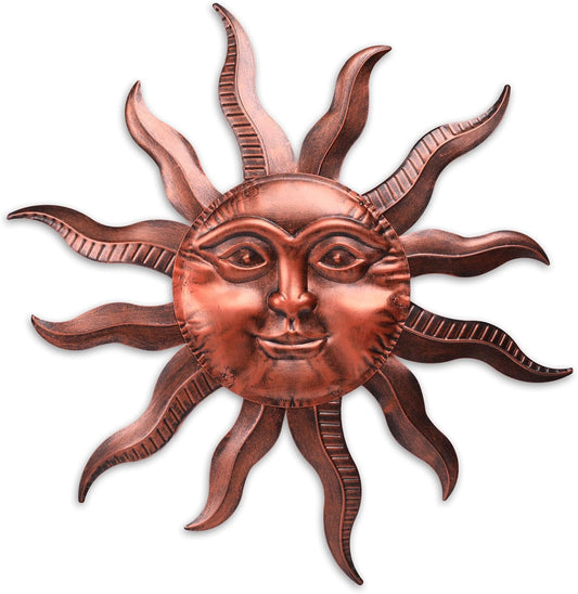 VCUTEKA Arte de pared de metal con sol de 27 pulgadas, decoración p...