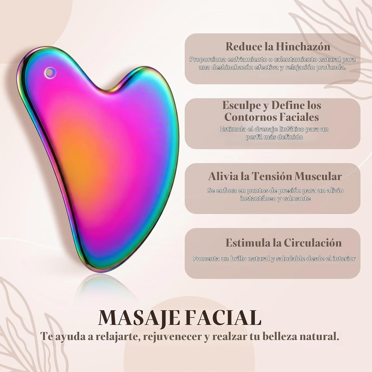 Nuanchu Herramientas faciales Gua Sha de acero inoxidable, herramie...