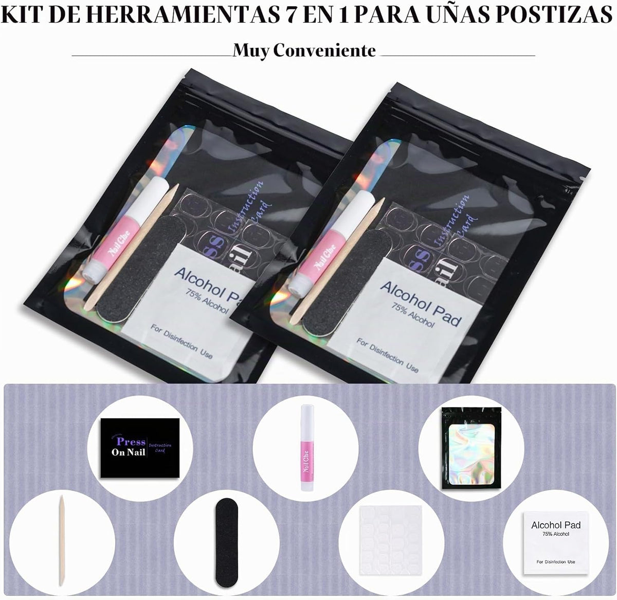 Kit de suministros de uñas desechables, kit de herramientas de mani...