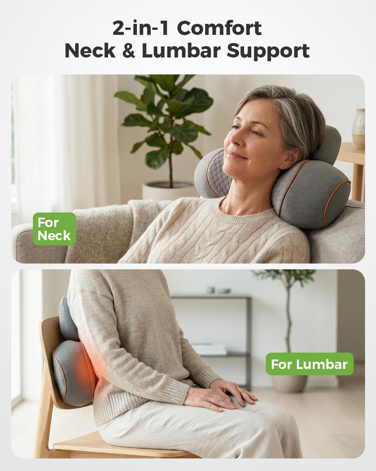 swancode Almohada masajeadora de cuello 3 en 1 para aliviar el dolo...