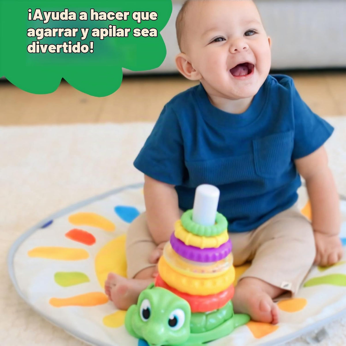 Move2Play Juguetes de apilamiento, incluye 7 anillos únicos, desarr...