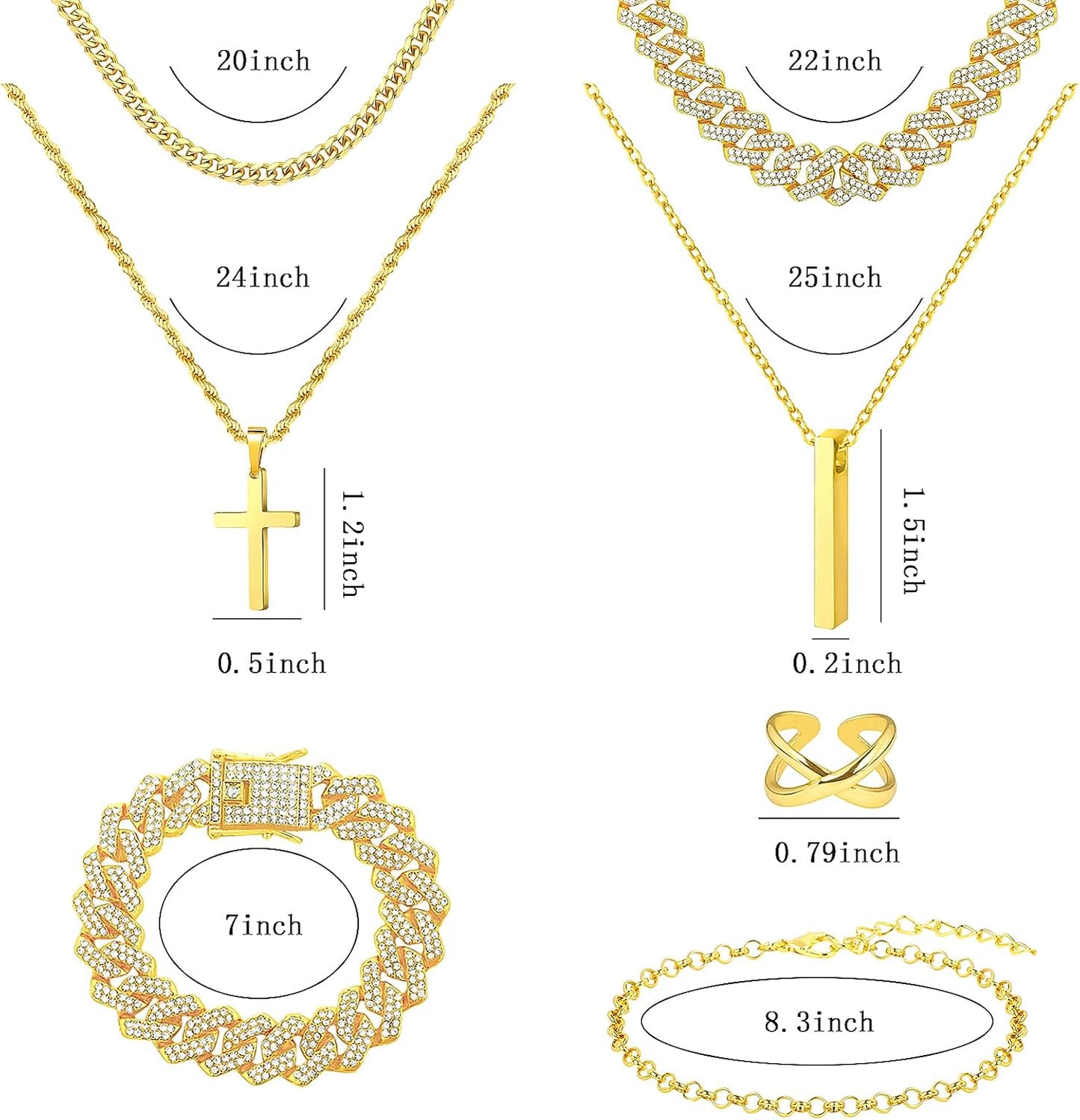 NEWITIN Juego de 15 piezas de joyería de plata para hombre, acero i...