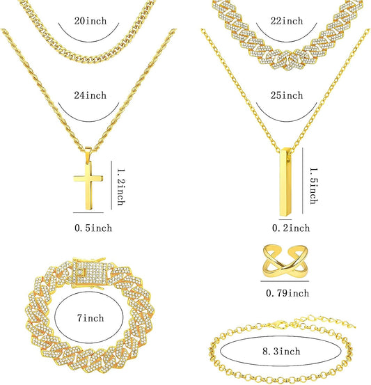 NEWITIN Juego de 15 piezas de joyería de plata para hombre, acero i...