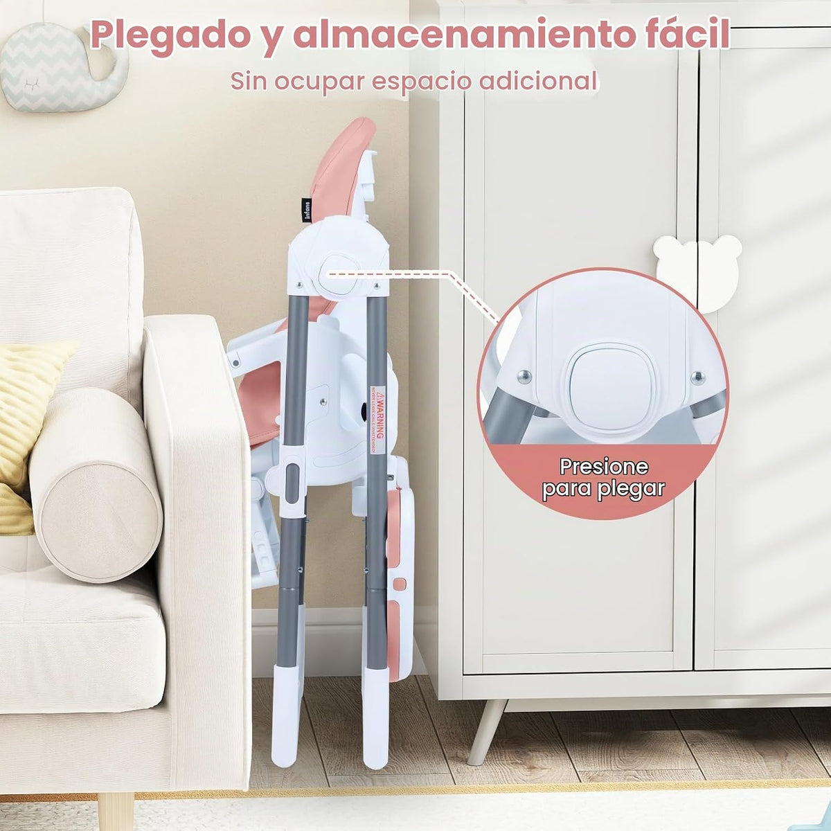 INFANS Silla alta para bebés y niños pequeños, silla alta plegable...