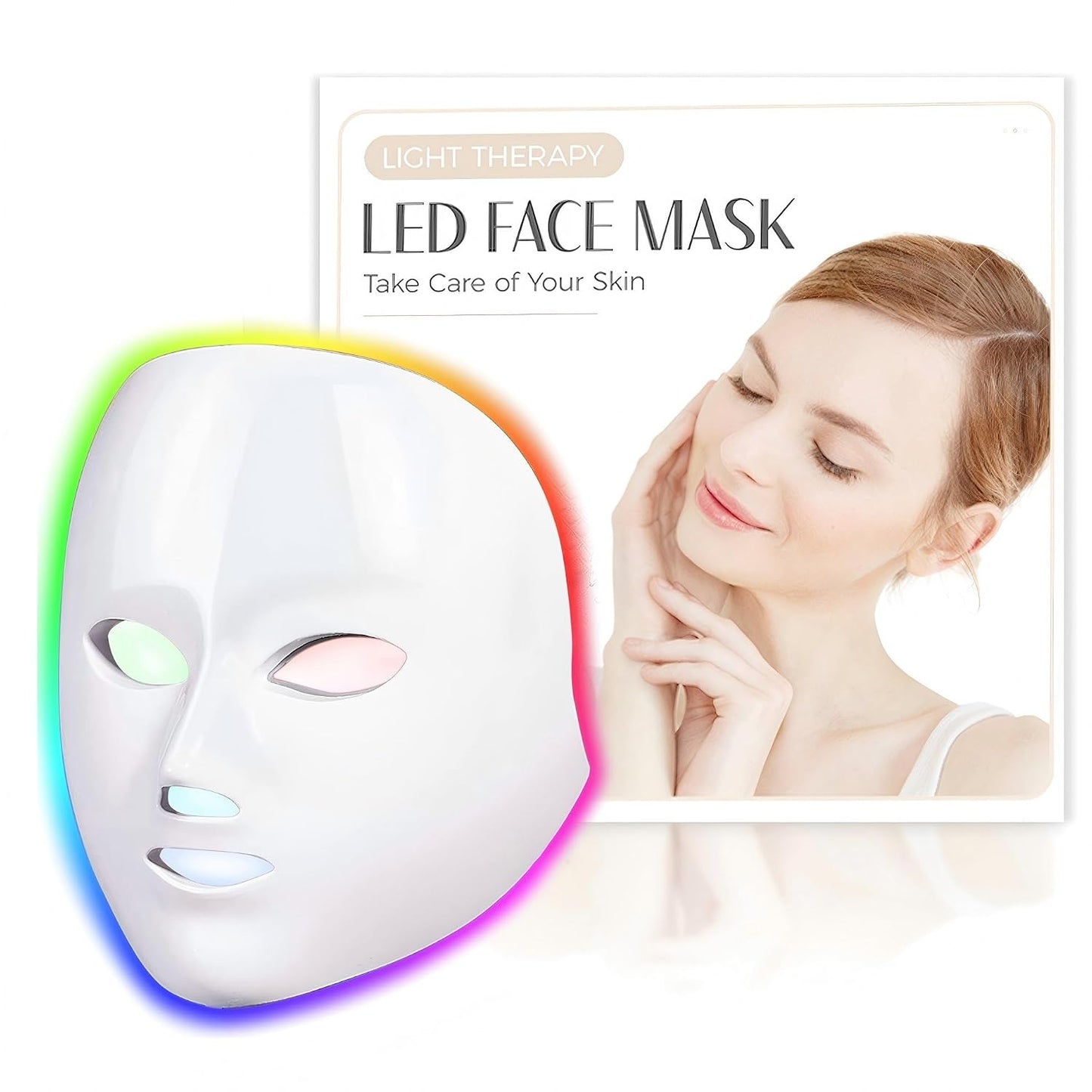 SDKWDH Máscara facial LED terapia de luz, máscara de terapia de luz...