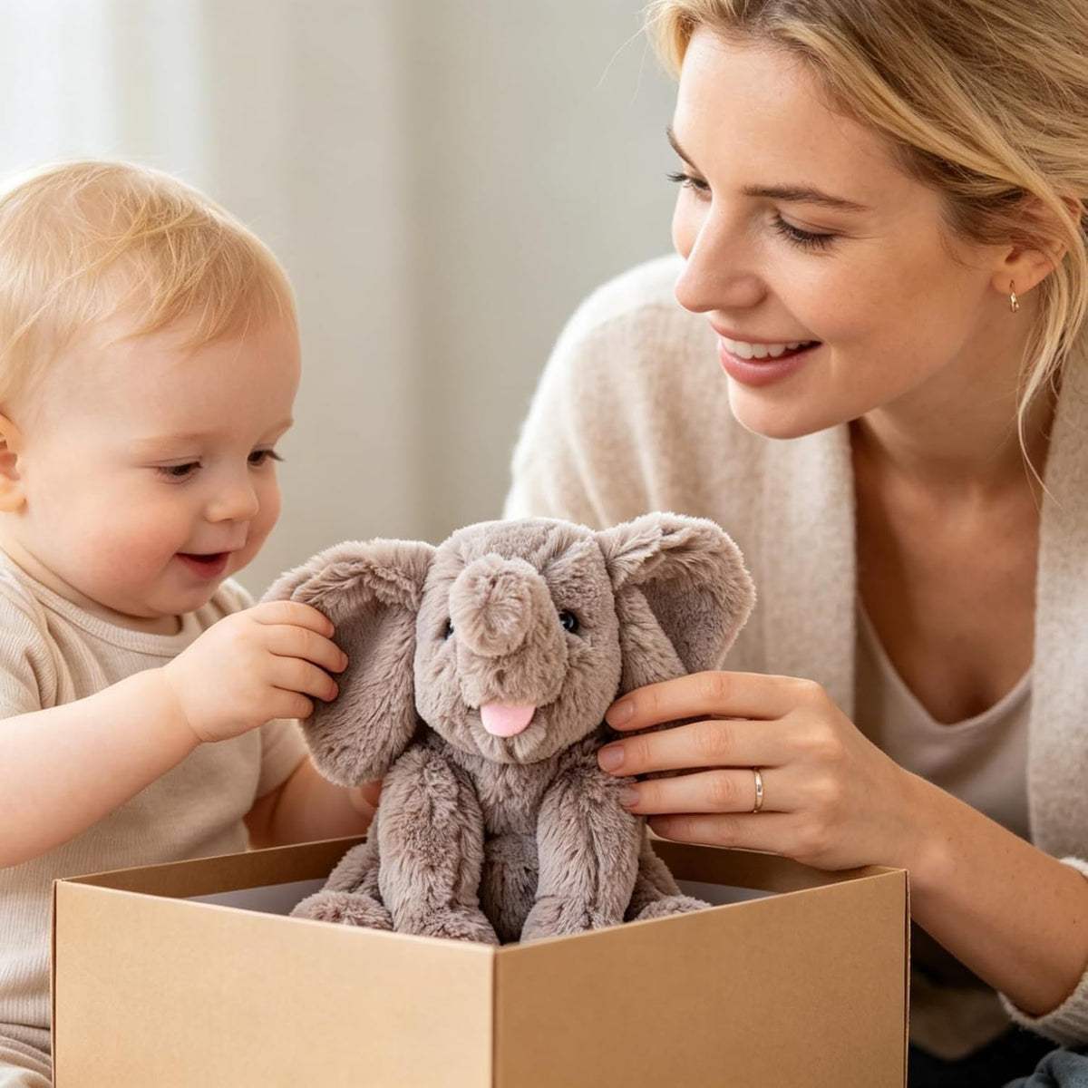 Hopearl Adorable becerro de peluche suave Elefante juguete flexible...