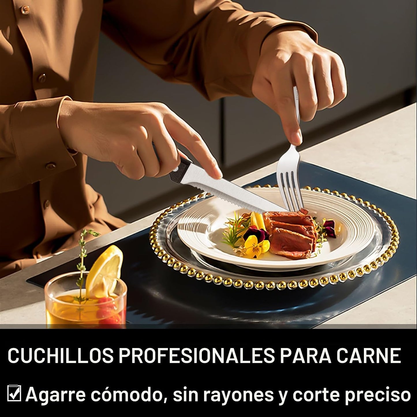 Juego de cubiertos de 49 piezas con organizador, juego de cubiertos...