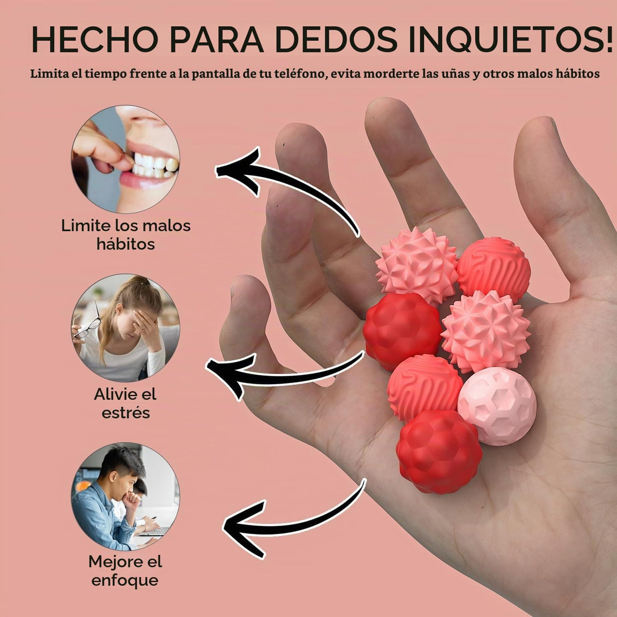 Juguetes de Pelotas Magnéticas de Silicona Fidget, 8 Piezas con Tex...